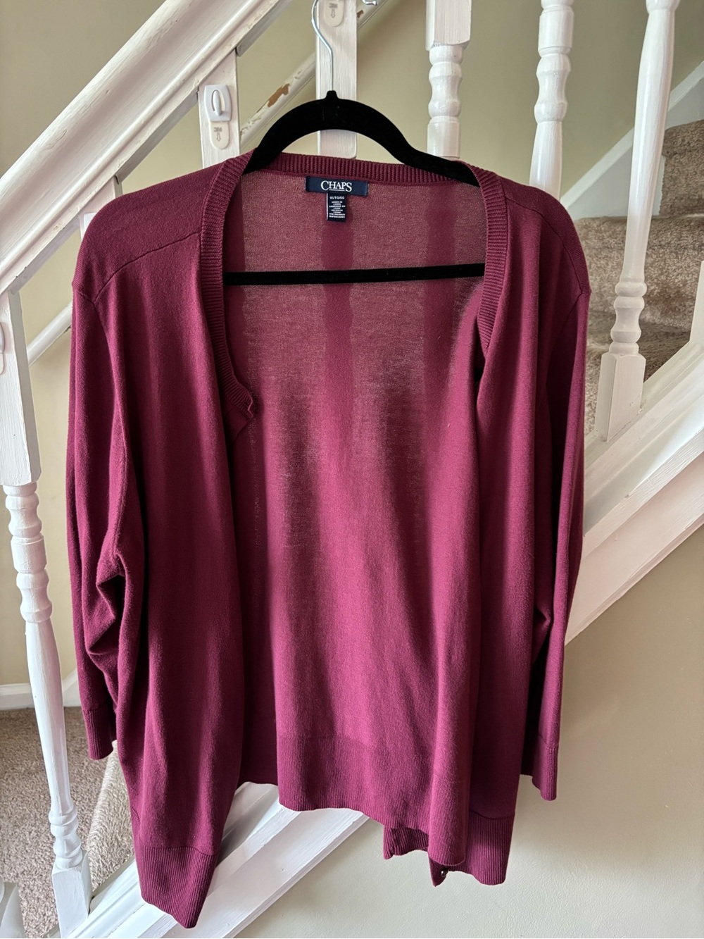Chaps Women's Open-Front Cardigan Sweater - Wine